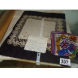 Commemorative Coronation lace and handkerchief 1928