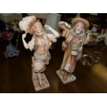 Pair of Royal Dux style figures 40cm ht