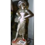 Metallic art nouveau lady on plinth