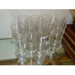Set of 9 etched sherry glasses