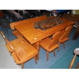 Pine kitchen table, bench and 4 chairs