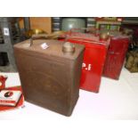 Set of 3 Esso, Shell and SBPI oil petrol cans