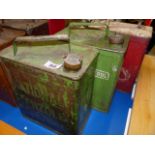 Set of three petrol cans incl National Benzole co.