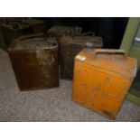 Set of 4 oil/petrol cans incl Regent, Shell and Pratts