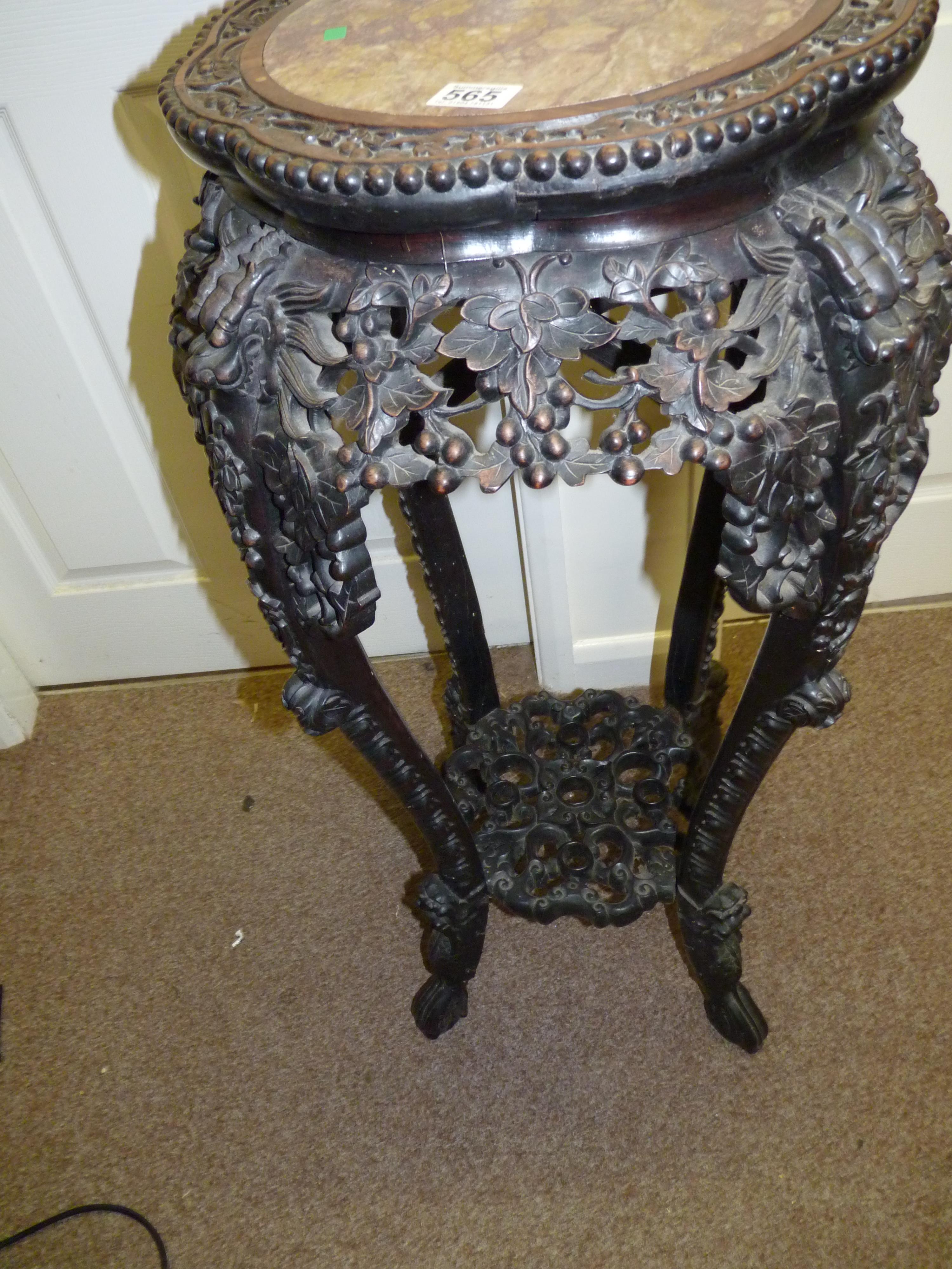 Antique carved plant stand 95cm ht - Image 4 of 5