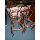 4 Victorian mahogany balloon back chairs