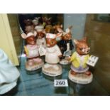 Set of six Staffordshire Squirrel, Mouse and Rabbit figures