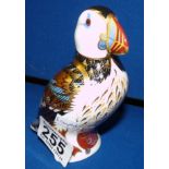 Royal Crown Derby puffin paperweight with silver stopper