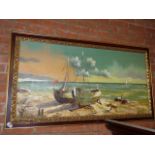 Oil on canvas of a shipwreck scene