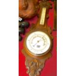 Good quality carved wood banjo barometer