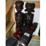 Set of African carved wood pieces