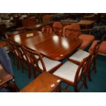 Repro. Yew dining table and 8 chairs