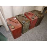 Set of four Shell, BP & Pratts oil/petrol cans