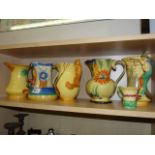 Range of colourful jugs, incl Myott & Burleigh