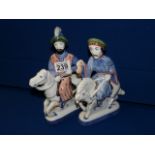 Pair of Rye pottery Canterbury tales figures
