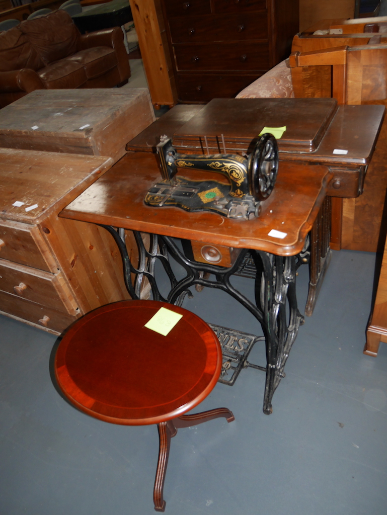 Jones & Singer tredle sewing machines and coffee table