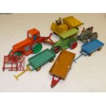 Box of Dinky supertoys and farming vehicles