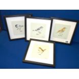 set of four bird pictures by A Fletcher