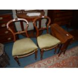 Edwardian mahogany Sutherland table and 2 dining chairs