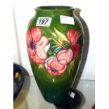 Moorcroft green anemone vase 31.5cm high