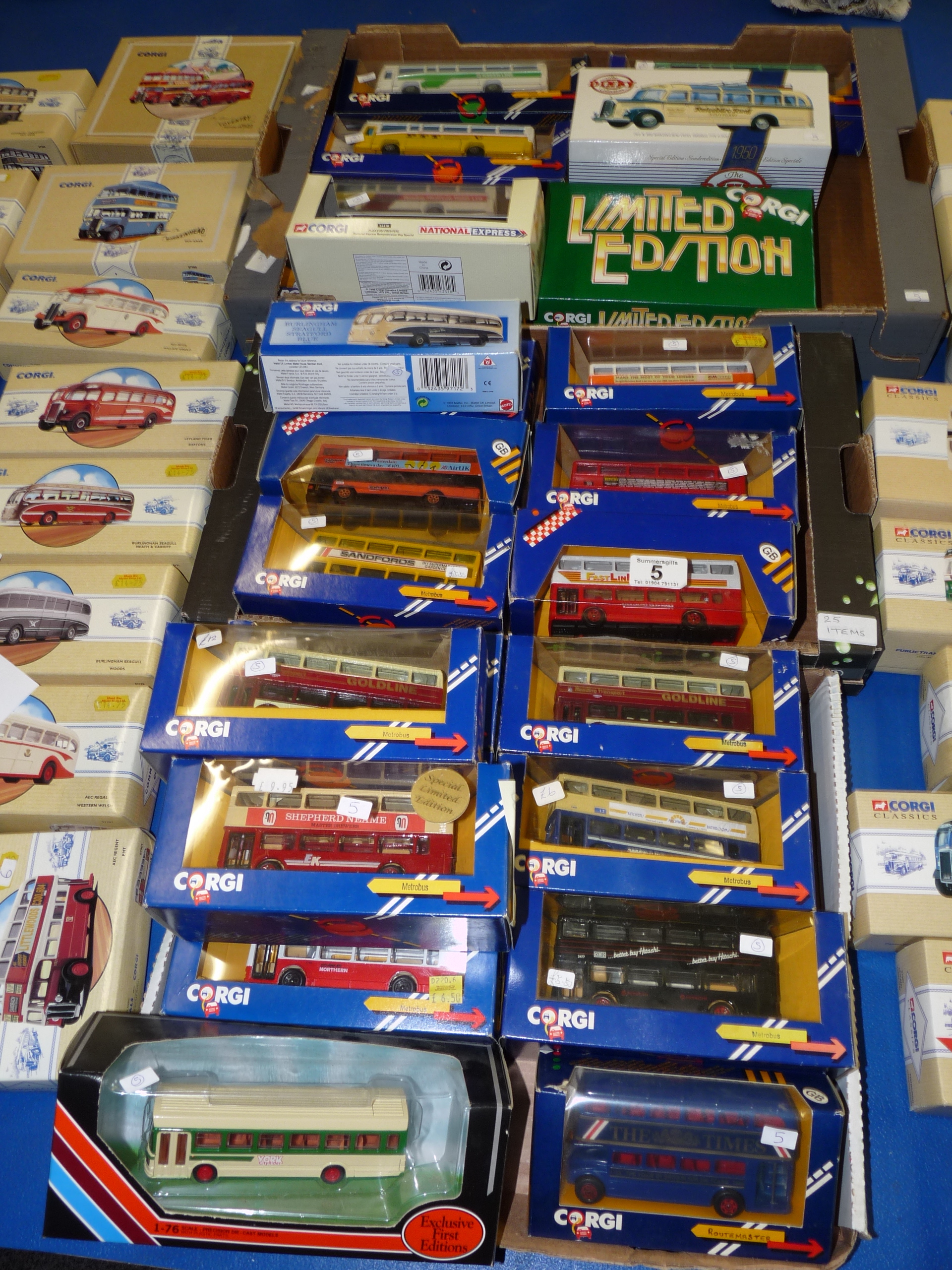 3 boxes of Corgi buses and coaches incl Dinky and limited editions (25)