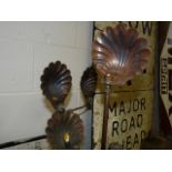 3 x Shell copper advertising lamp stands