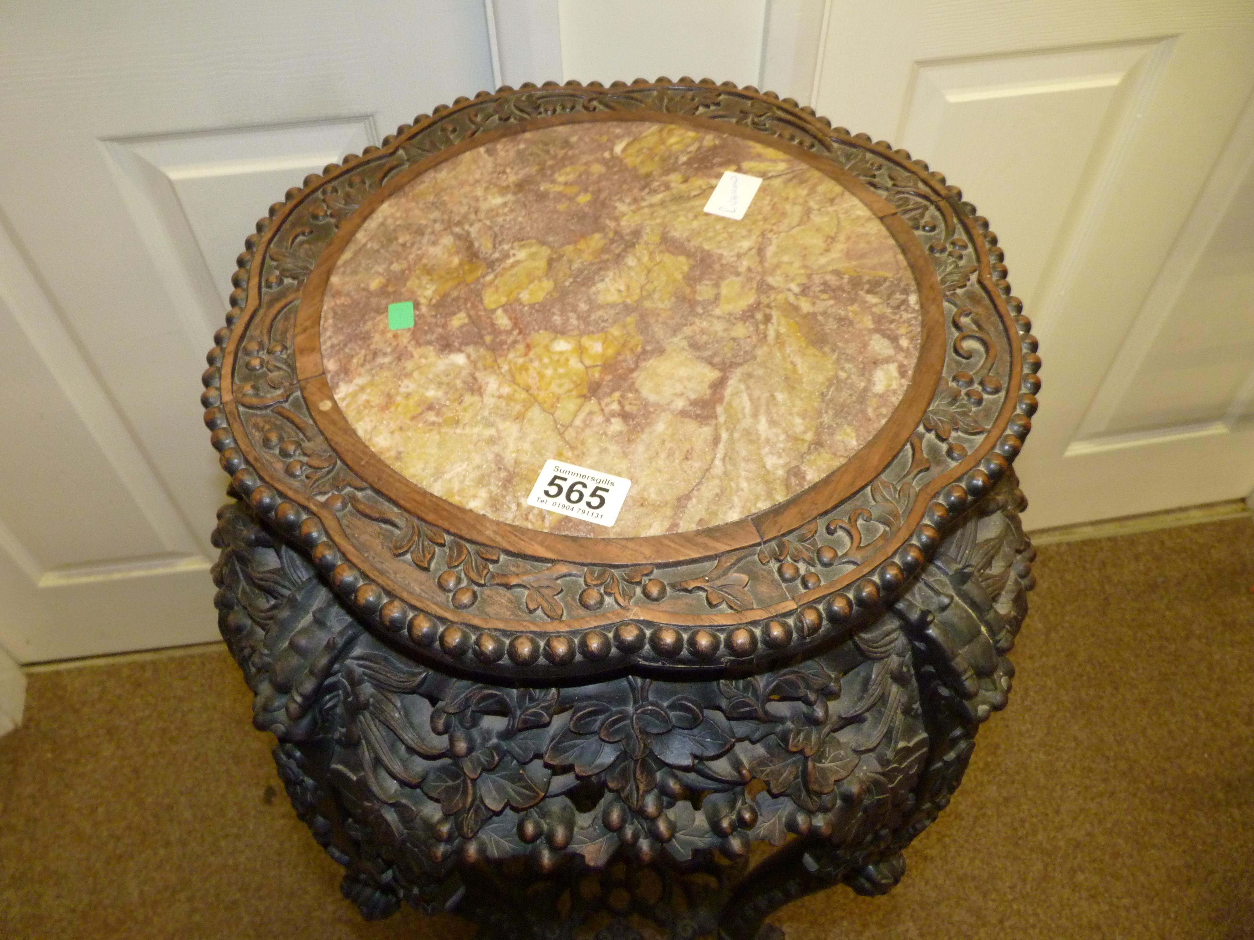 Antique carved plant stand 95cm ht - Image 5 of 5
