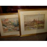 Pair of watercolours by G Harrison