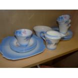 17pce Shelley Phlox blue tea set