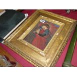 Gilt framed watercolour of a musician by Lady Lindsay