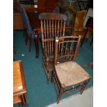 Antique farmhouse chair and early oak dining chair