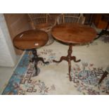 2 antique mahogany tripod tables