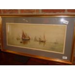 Framed watercolour of a sailing scene