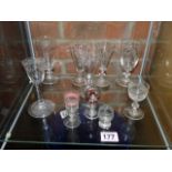 Assortment of antique sherry and aperitif glasses