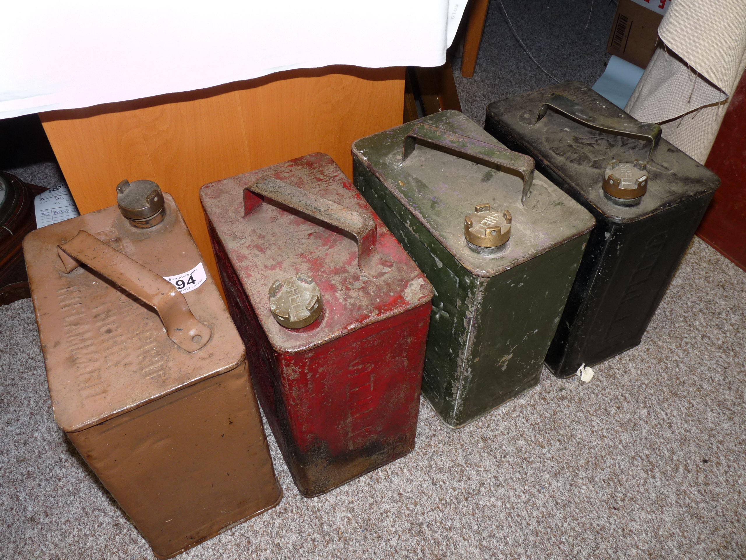 Set of four Shell oil/petrol cans