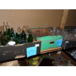 3 boxes - Bottles, cut glass etc