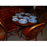 Oak drop leaf table and 4 chairs