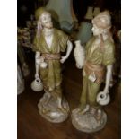 Pair of Royal Dux figures 50cm ht