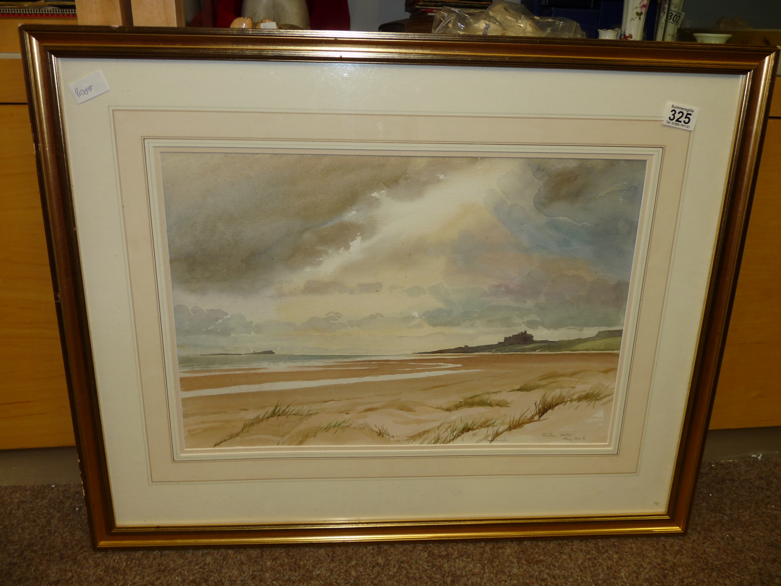 Signed beachfront watercolour by Stephen Weld