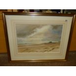 Signed beachfront watercolour by Stephen Weld