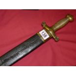Brass-handled sword & scabbard - marked 'Jean' '2135'