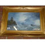 Gilt framed shipwreck scene painting
