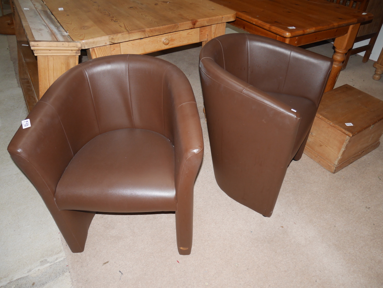 2 faux leather tub chairs