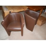 2 faux leather tub chairs