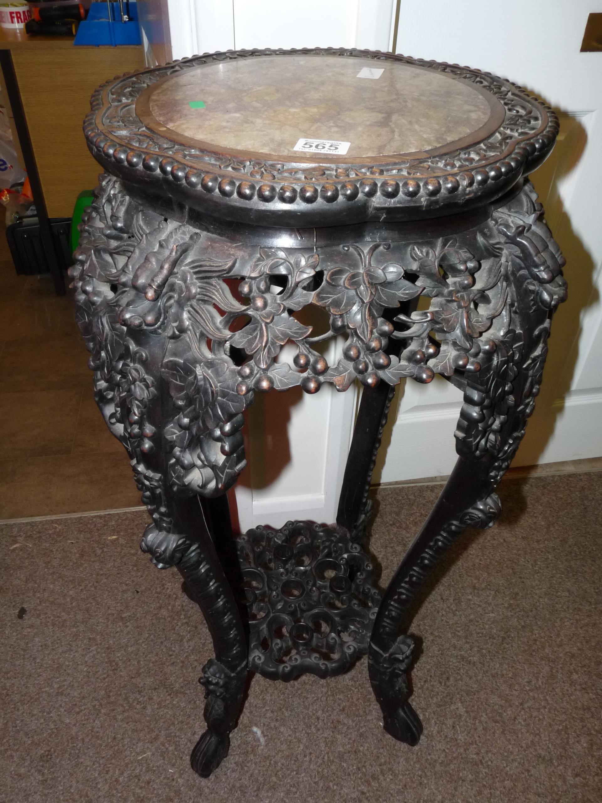 Antique carved plant stand 95cm ht
