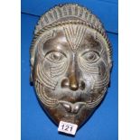 Early 20th Century benin bronze tribal mask ( 4.5kg )