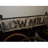 Low Mill metallic advertising sign