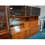 2 teak display cabinets