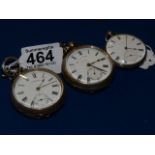 3 x silver pocket watches