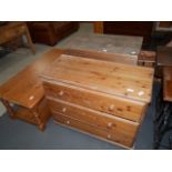 Pine chest, table and blanket boxes